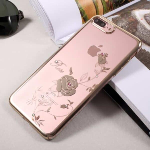 Iphone 7 Plus - Kingxbar Swarovski Diamant Blomst Pc Cover Med Rosaguld Kant - Rose