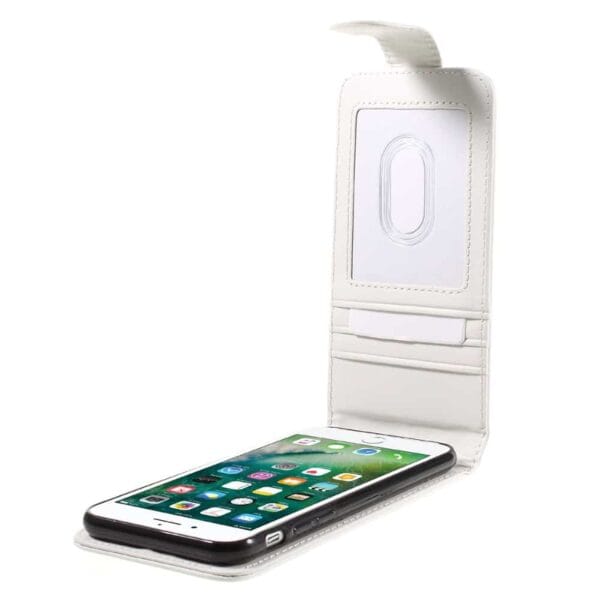Iphone 8 - Kunstlæder Cover Med Vertikalt Flip - Hvid