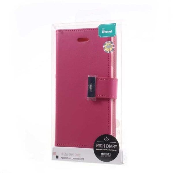 Iphone 8 - Kunstlæder Etui Med Kreditkort Holder Og Flip Design - Rosa