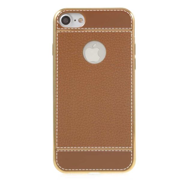 iphone 8 – gummi cover med overtrukket kunstlæder – brun
