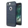 Iphone 7 Plus - Robust Børstet Tpu Back Cover Med Carbon Fiber - Mørkeblå