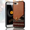 iphone 8 plus – gummi cover med overtrukket kunstlæder med boheme stil – brun