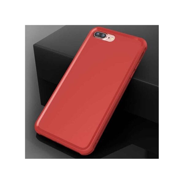 Iphone 8 Plus - Blødt Gummi Cover Med Mat Overflade - Rød