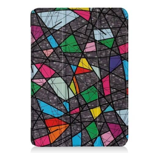 Ipad Pro 10,5" (2017) (a1701, A1709) - Printet Mønster Tri-fold Kunstig Læder Cover Med Stand - Farverigt Geometrisk Mønster