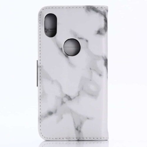 Iphone X - Kunstlæder Etui Pung Med Marmor Mønster - Hvid