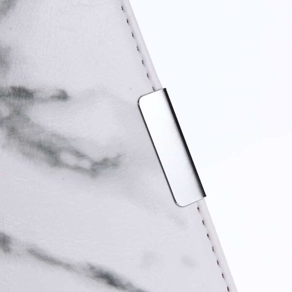 Iphone X - Kunstlæder Etui Pung Med Marmor Mønster - Hvid