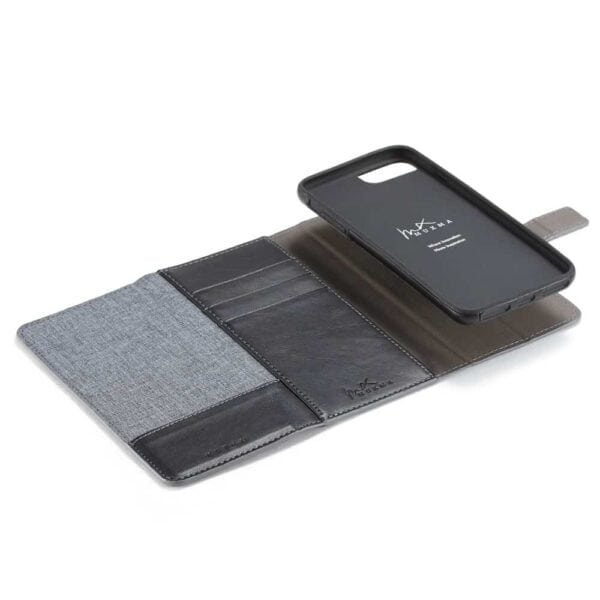 iphone 8 plus – kunstlæder etui pung med tri-fold stå-funktion design – sort