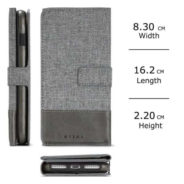 Iphone 8 Plus - Kunstlæder Etui Pung Med Tri-fold Stå-funktion Design - Grå