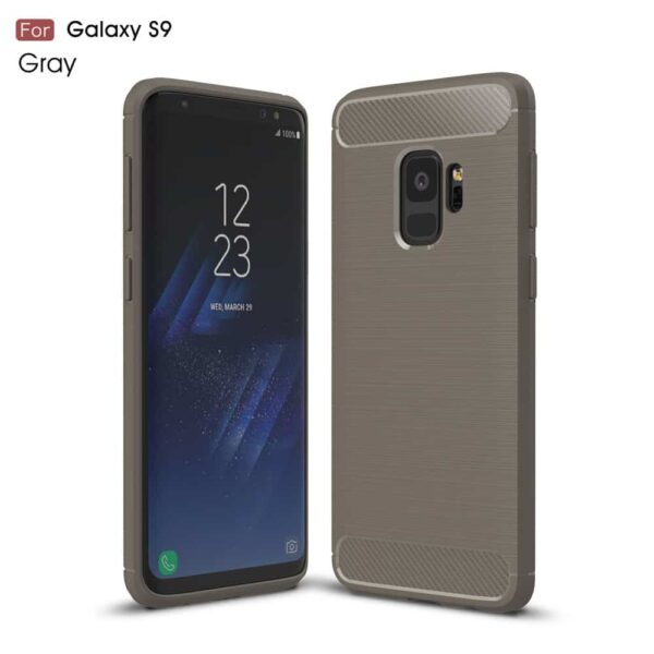 Samsung Galaxy S9 G960 Tpu Etui I Børstet Metal Look - Grå