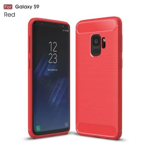 Samsung Galaxy S9 G960 Tpu Etui I Børstet Metal Look - Rød