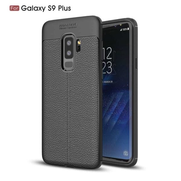 Samsung Galaxy S9 Plus G965 Tpu Etui Med Læder Look - Sort