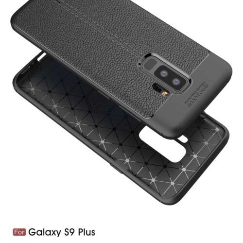 Samsung Galaxy S9 Plus G965 Tpu Etui Med Læder Look - Sort