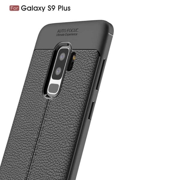 Samsung Galaxy S9 Plus G965 Tpu Etui Med Læder Look - Sort