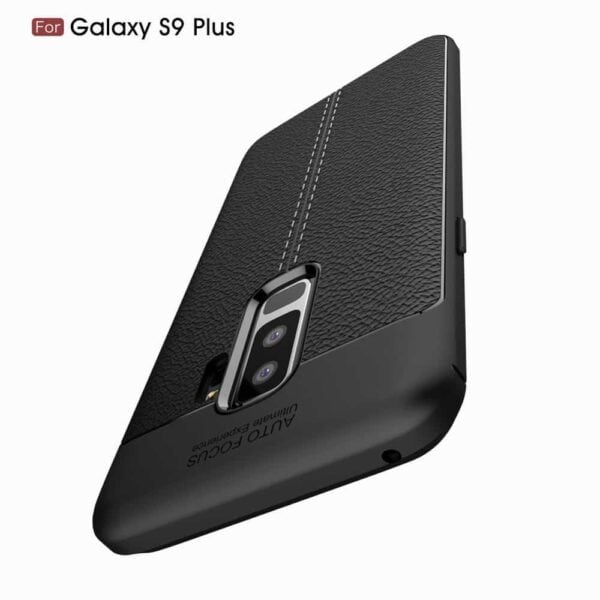 Samsung Galaxy S9 Plus G965 Tpu Etui Med Læder Look - Sort