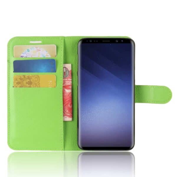 Samsung Galaxy S9 G960 Pu Læder Etui Med Kortholder Og Ståfunktion - Grøn