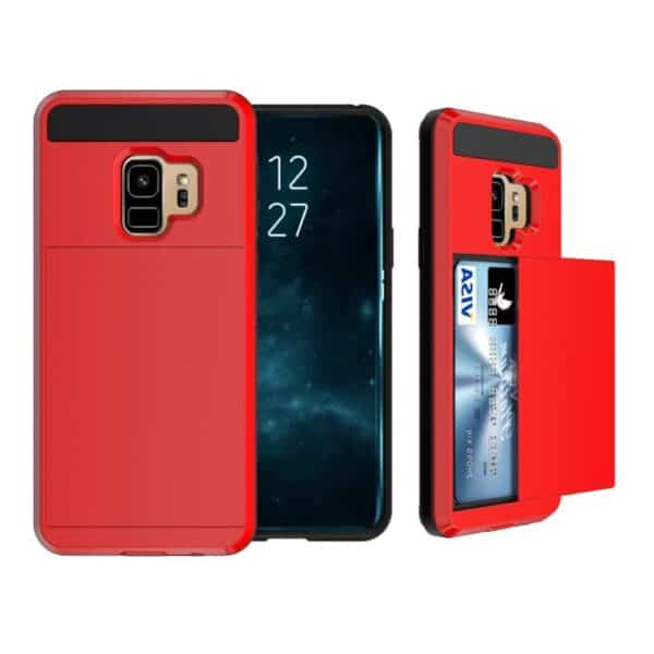 Samsung Galaxy S9 G960 Tpu Etui Med Kortholder - Rød
