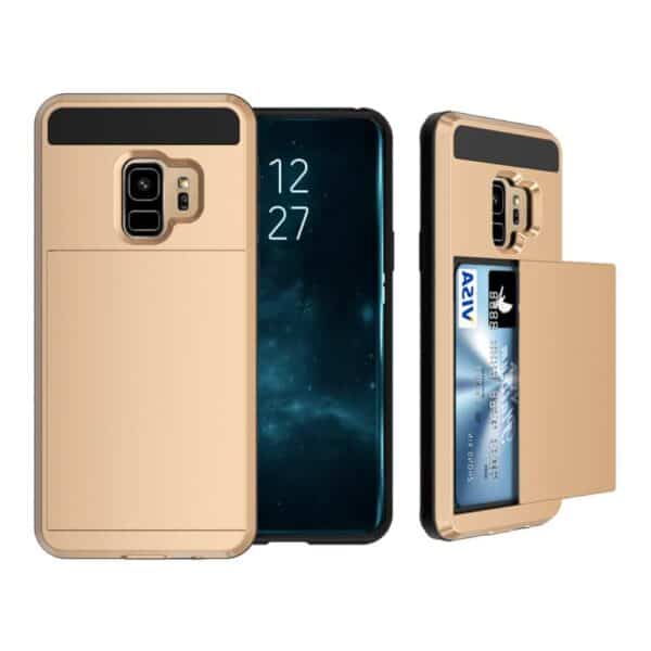 Samsung Galaxy S9 G960 Tpu Etui Med Kortholder - Guld