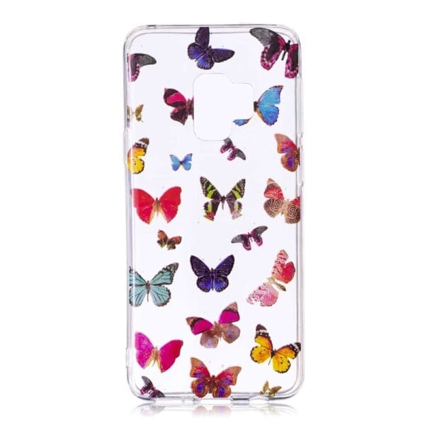 Samsung Galaxy S9 G960 Soft Tpu Etui Med Motiv - Farverig Sommerfugl