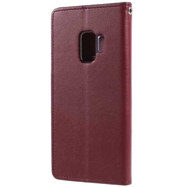 Samsung Galaxy S9 G960 Magnetisk Læder Etui Med Kortholder Og Ståfunktion - Dyb Rød