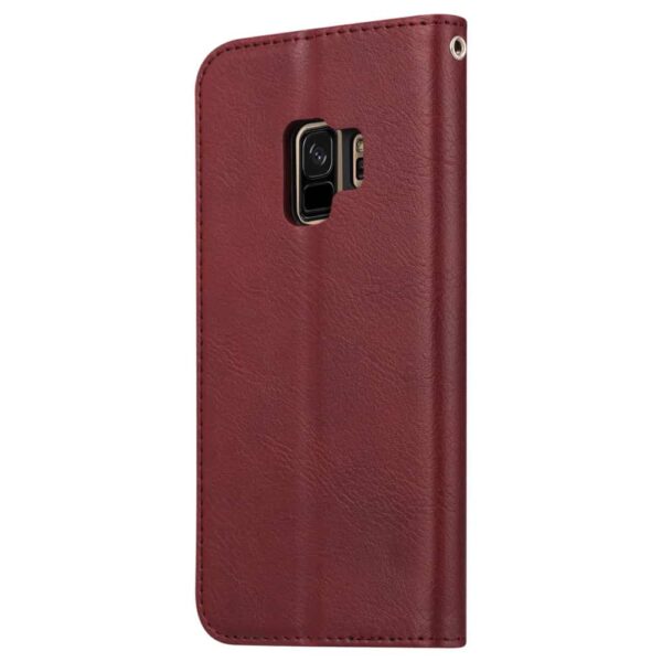 Samsung Galaxy S9 G960 Pu Læder Etui Med Kortholder - Dyb Rød
