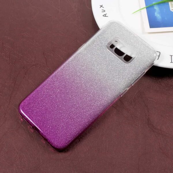 galaxy s8 plus – gradient farve tpu og pc back cover med flash-papir – lilla