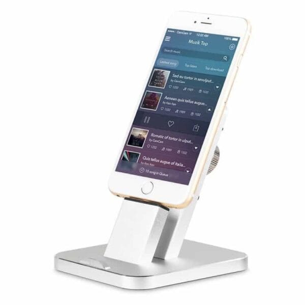 Ziku Wojs-23 Aluminum Opladnings Stand Dock Station Til Iphone – Sølv