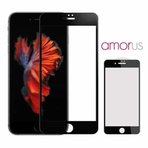 Iphone 7 Plus – Amorus 3d Kurvet Komplet Beskyttelse 0.3mm Skærmbeskyttelse – Sort