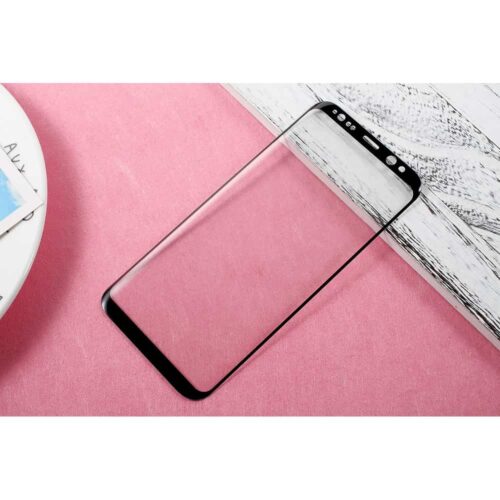 Galaxy S8 Plus - Amorus Silkeprint Komplet Beskyttelse Hærdet Skærmbeskyttelse - Sort