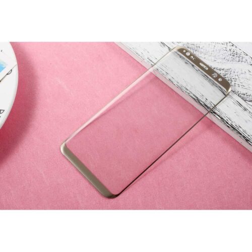 Galaxy S8 Plus - Amorus Silkeprint Komplet Beskyttelse Hærdet Skærmbeskyttelse - Guldfarve