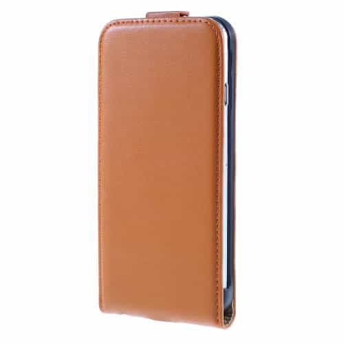 Iphone 6/6s - Ægte Split Læder Vertikalt Flip Cover - Orange