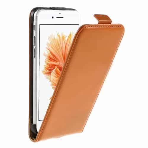 Iphone 6/6s - Ægte Split Læder Vertikalt Flip Cover - Orange