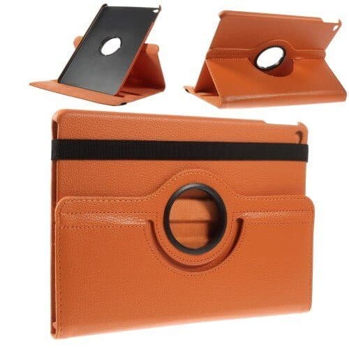 Ipad Air 2 (a1566, A1567) - 360 Graders Roterbart Stand Litchi Pu Læder Etui - Orange