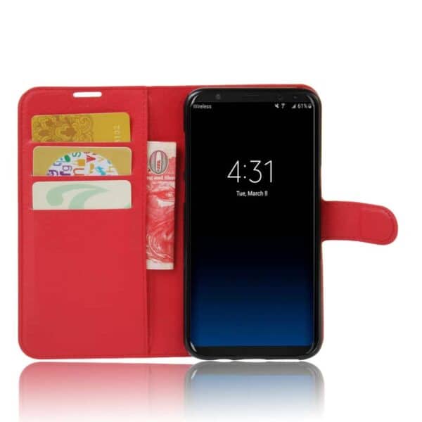 Galaxy S8 Plus - Litchi Skin Pu Læder Stand Etui - Rød