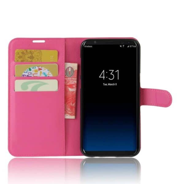 Galaxy S8 Plus - Litchi Skin Pu Læder Stand Etui - Rosa