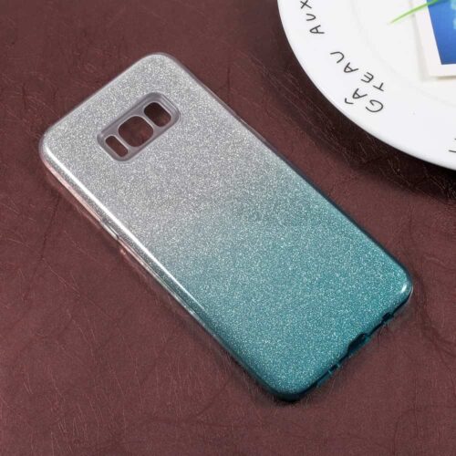 Galaxy S8 Plus - Gradient Farve Tpu Og Pc Back Cover Med Flash-papir - Lyseblå