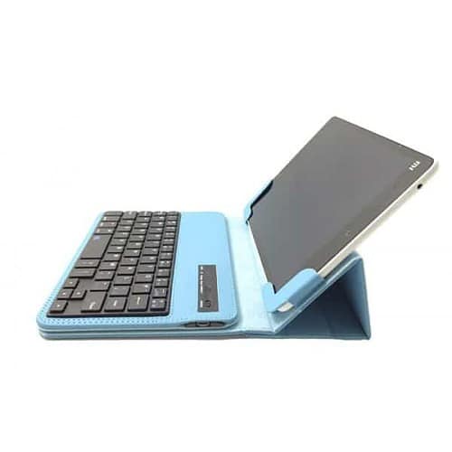 dansk bluetooth tastatur med læder etui til ipad air 1 – blå
