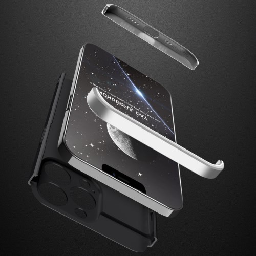 Iphone 13 Pro 360 Beskyttelsescover Sort/sølv