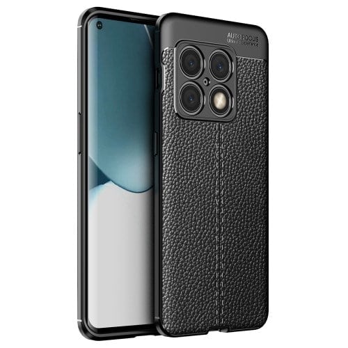 Oneplus 10 Pro Læder Tekstur Cover Sort