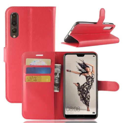 Huawei P20 Pro Flip Cover Med StÅfunktion Og Kortholder - Pink