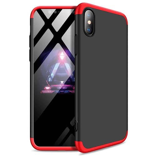 Iphone Xs Max 360 Beskyttelsescover Sort/rød