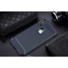 Iphone X - Blødt Gummi Cover Med Børstet Kulfiber Textil Look - Mørkeblå
