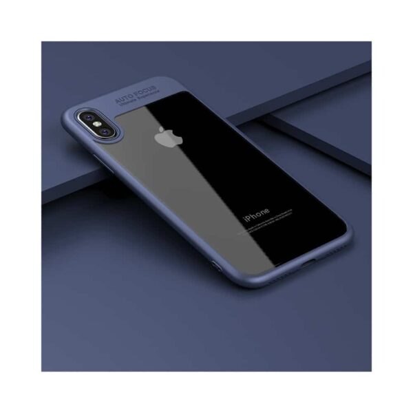 Iphone X - Gummi Ramme Og Klart Akryl Cover - Blå