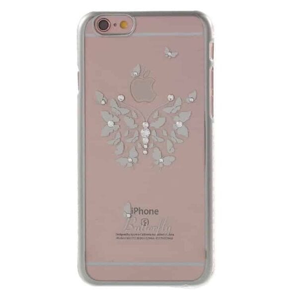 Iphone 6/6s Plus - Kavaro Swarovski Diamant Sommerfugl Hard Etui - Sølv