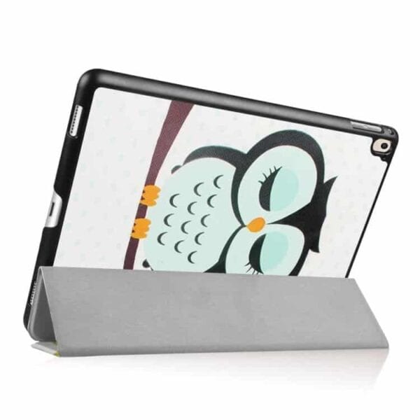 Ipad Pro 9.7 (a1673, A1674, A1675) - Tri-fold Stand Smart Pu Læder Etui - Træt Ugle