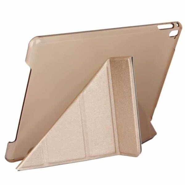 Ipad Pro 9.7 (a1673, A1674, A1675) - Origami Stand Smart Pu Læder Etui Med Silke Tekstur - Guldfarve