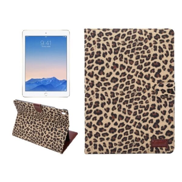 Ipad Pro 9.7 (a1673, A1674, A1675) - Leopard Skin Smart Pu Læder Etui Pung Cover - Brun