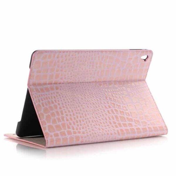 Ipad Pro 9.7 (a1673, A1674, A1675) - Krokodille Pung Stand Smart Pu Læder Etui Cover - Lyserød