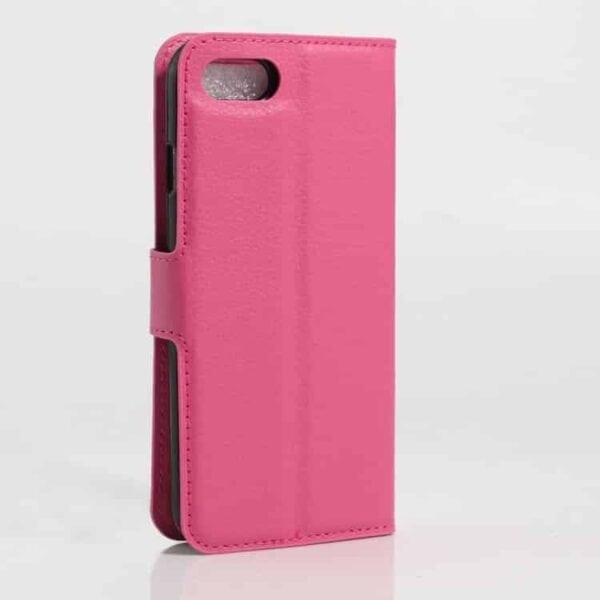 Iphone 7 - Litchi Pu Læder Cover Med Stand - Rosa