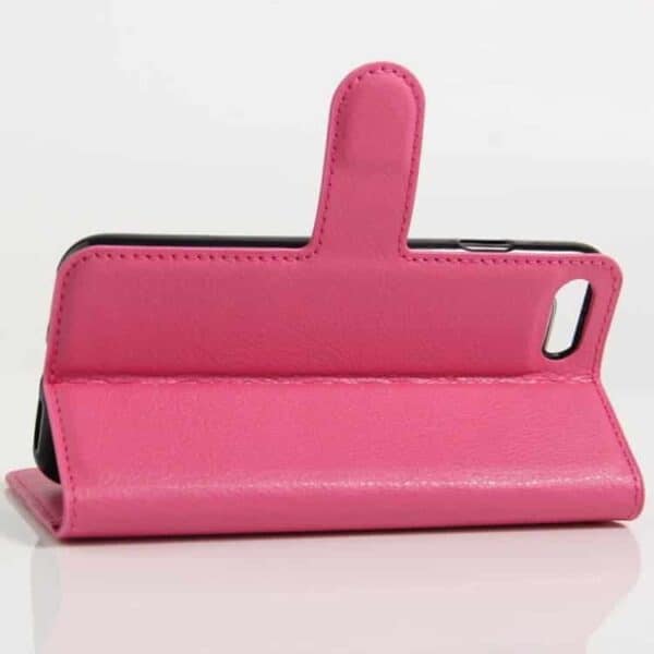 Iphone 7 - Litchi Pu Læder Cover Med Stand - Rosa