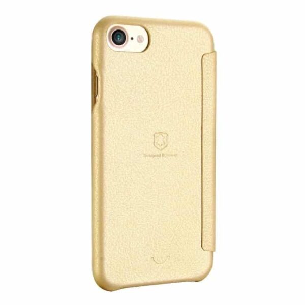 Iphone 7 - Lenuo Ledream Tyndt Pu Læder Flip Cover - Guld